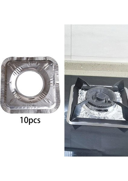 10X Gaz Brülör Önlüğü Gömlek Sobası Gaz Aralığı Koruyucuları Kapakları Alüminyum Folyo Kare(Yurt Dışından)