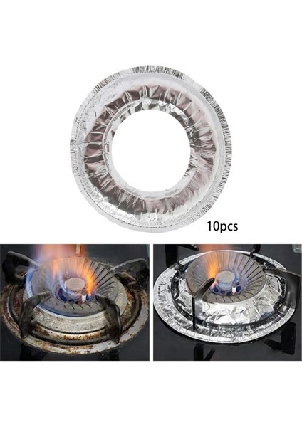 10X Gaz Brülör Önlüğü Gömlekleri Soba Gaz Aralığı Koruyucuları Kapakları Alüminyum Folyo Yuvarlak