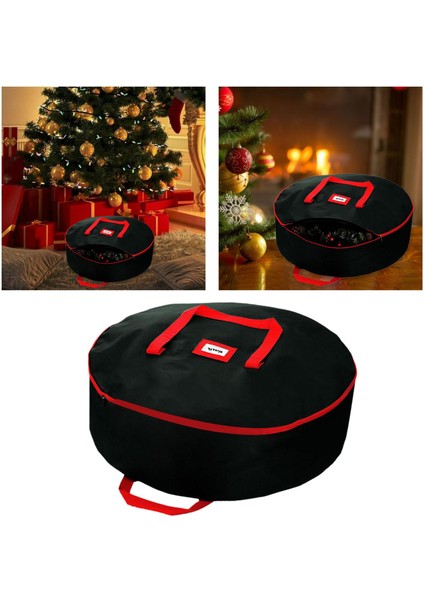 Çelenk Saklama Çantası Noel Süsleme Kolu Siyah B ile Çok Amaçlı Saklama Çantası