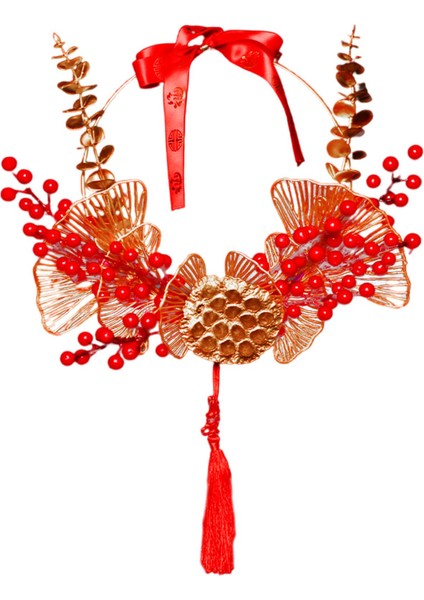 Tatil Bahar Festivali Dekorasyon Için Geleneksel Kapı Çelenk Kırmızı Berry 40X50 cm modelleri