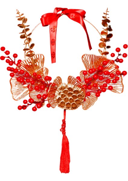 Tatil Bahar Festivali Dekorasyon Için Geleneksel Kapı Çelenk Kırmızı Berry 40X50 cm fırsatları
