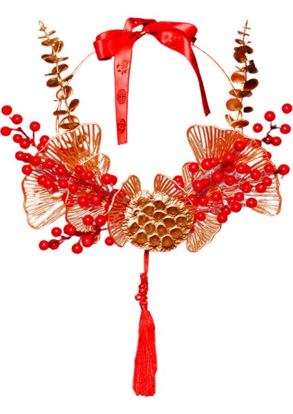 Tatil Bahar Festivali Dekorasyon Için Geleneksel Kapı Çelenk Kırmızı Berry 40X50 cm indirimleri