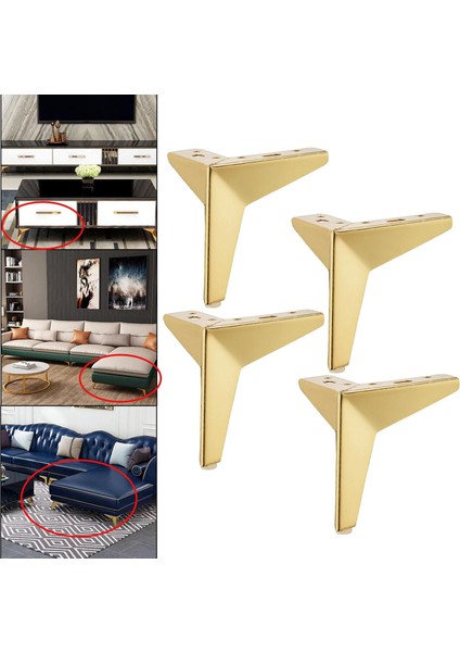 4-Pack Ağır Demir Mobilya Bacaklar Sandalye Bacak Sandalye Masası, Mobilya, Altın 13CM
