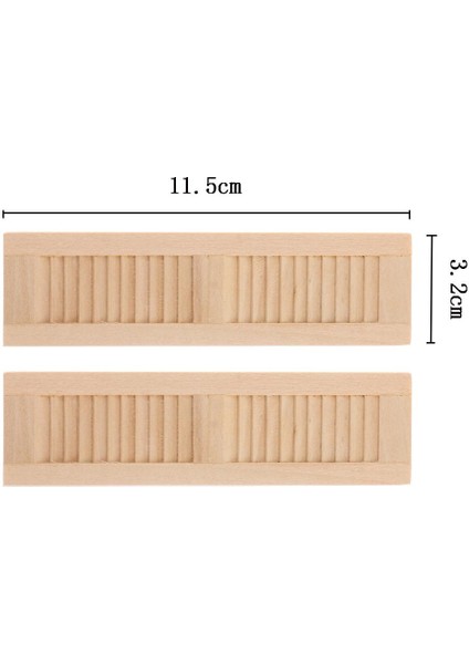 2 Adet Boyasız Set 1/12 Dollhouse Ahşap Kepenkler Dıy Pencere Dekorasyon