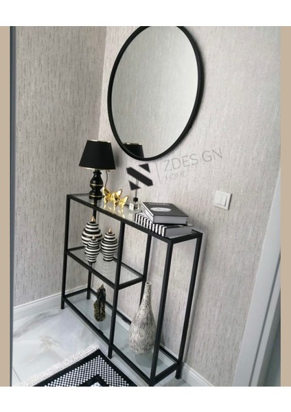 Zdesıgnhome 80 Çap Ayna + 90 x 25 x 100 cm Dresuar