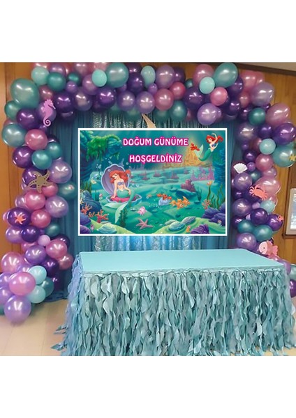Deniz Kızı Balon Zinciri ve 50X70 cm Afişli Set