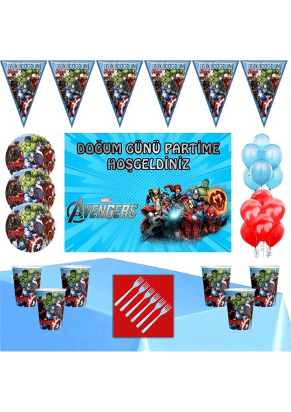 Avengers Tema 24 Kişilik 50X70 cm Afişli Parti Seti