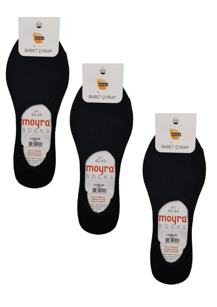 Moyra Socks 6'lı Paket Silikonlu Modal Erkek Babet Çorap 6 Adet Siyah