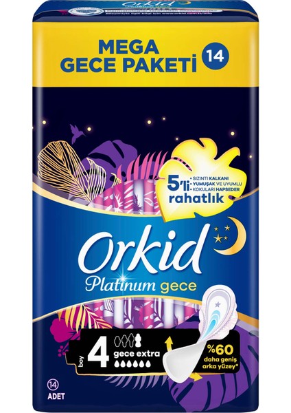 Platinum Gece Extra Hijyenik Ped 14 Adet Mega Gece Paketi