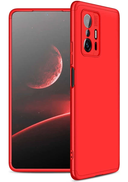 Case 4U Xiaomi Mi 11T 5g Kılıf 3 Parçalı Tam Koruma Sert Mika Ays Kapak Kırmızı