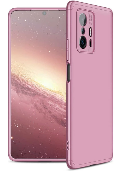 Case 4U Xiaomi Mi 11T 5g Kılıf 3 Parçalı Tam Koruma Sert Mika Ays Kapak Rose Gold