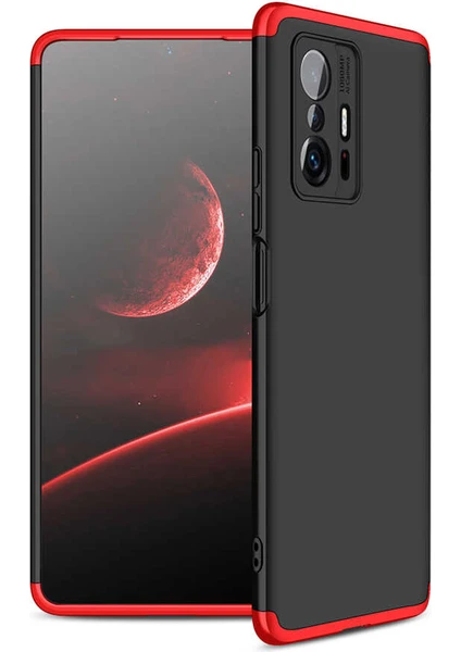 Case 4U Xiaomi Mi 11T 5g Kılıf 3 Parçalı Tam Koruma Sert Mika Ays Kapak Siyah Kırmızı