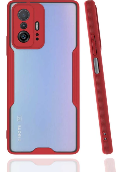 Case 4U Xiaomi Mi 11T 5g Kılıf Kamera Korumalı Ultra Ince Buzlu Mat Renkli Parfe Silikon Kapak Kırmızı