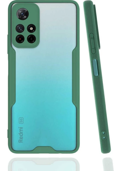 Case 4U Xiaomi Redmi Note 11 Kılıf Kamera Korumalı Ultra Ince Buzlu Mat Renkli Parfe Silikon Kapak Koyu Yeşil