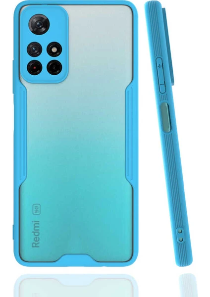 Case 4U Xiaomi Redmi Note 11 Kılıf Kamera Korumalı Ultra Ince Buzlu Mat Renkli Parfe Silikon Kapak Mavi