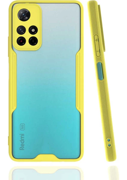 Case 4U Xiaomi Redmi Note 11 Kılıf Kamera Korumalı Ultra Ince Buzlu Mat Renkli Parfe Silikon Kapak Sarı