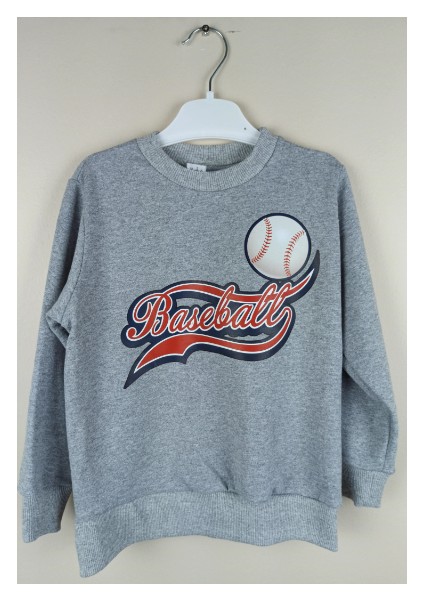 Erkek Çocuk Baskılı Gri Pamuklu Sweatshirt