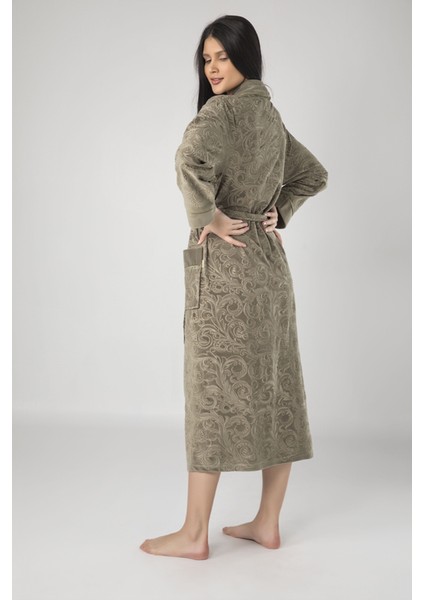 Koyu Gri Jakarlı Bambo Cotton Bayan Sabahlık fiyatları