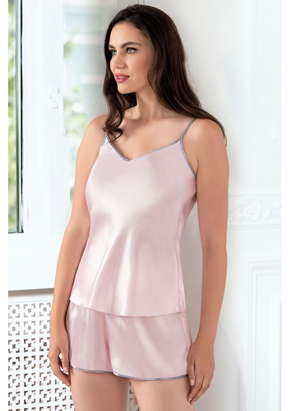 Saten Askılı Şortlu Pijama Takım