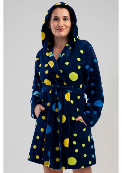 Loft Büyük Beden Polar Kapsonlu Uzun Kol Kısa Sabahlık