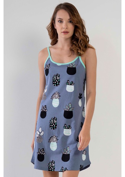 Pamuklu Ip Askılı Gecelik