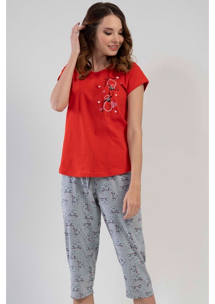Kısa Kol Kaprili Pijama Takım