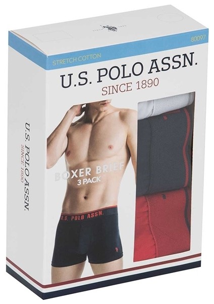 Erkek Beyaz - Kırmızı - Lacivert 3'lü Boxer indirimleri