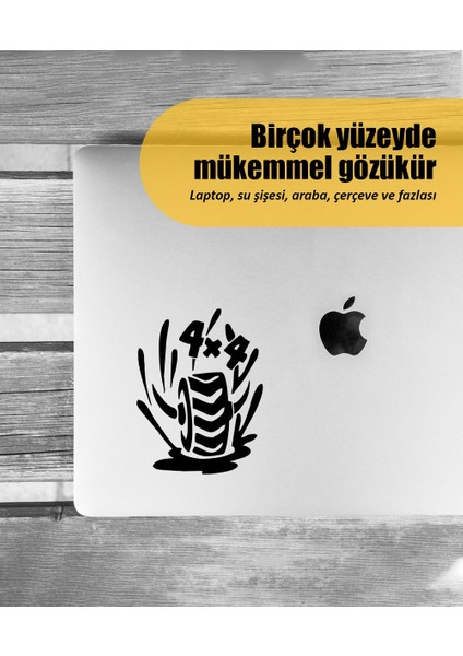 | 4x4 Çamurlu Tekerlek | Araba Laptop Duvar Folyo Sticker (Siyah)