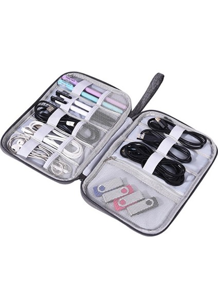Taşınabilir Elektronik Kablo Organizatör Çanta USB Şarj Saklama Kılıfları Siyah (Yurt Dışından)