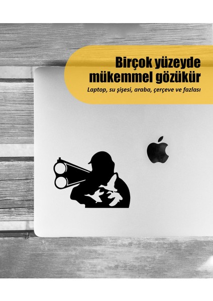 | Avcı ve Ördekler | Araba Laptop Duvar Folyo Sticker (Siyah)