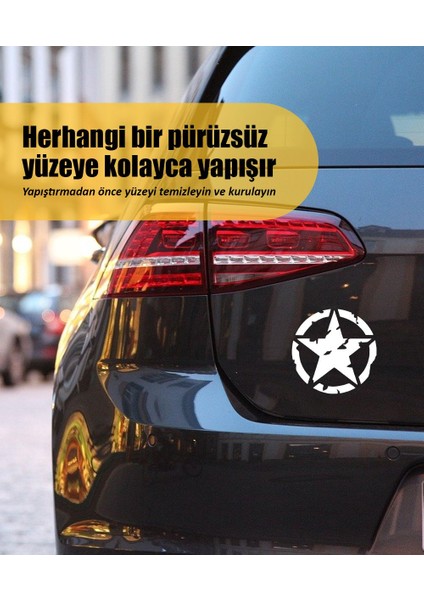 | Army Star Yıldız | Araba Laptop Duvar Folyo Sticker (Siyah)