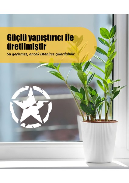 | Army Star Yıldız | Araba Laptop Duvar Folyo Sticker (Siyah)