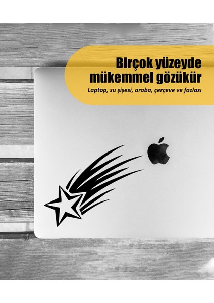 | Kayan Yıldız | Araba Laptop Duvar Folyo Sticker (Siyah)