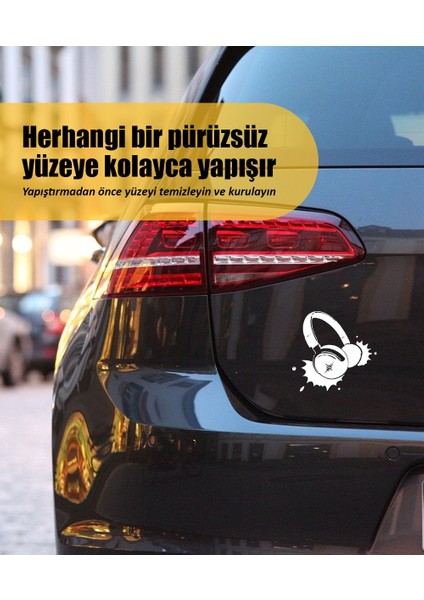 | Dj Kulaklığı | Araba Laptop Duvar Folyo Sticker (Siyah)