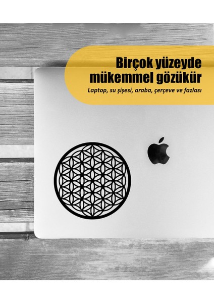 | Yaşam Çiçeği | Araba Laptop Duvar Folyo Sticker (Siyah)