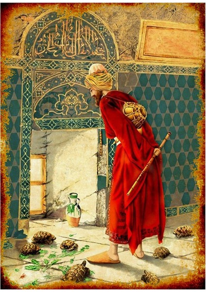 Ahşap Tablo Kaplumbağa Terbiyecisi 20 x 30 cmCM