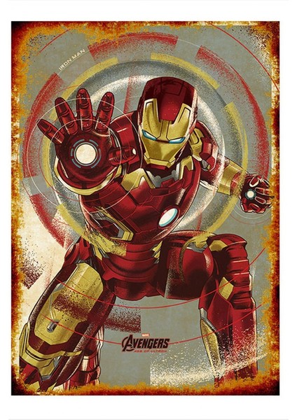 Ahşap Tablo Retro Demir Adam Posteri Iron MAN 20 x 30 cm