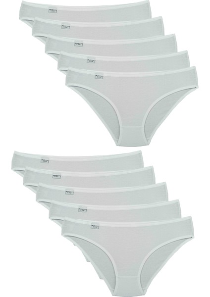 Beyaz Düşük Bel Likralı Pamuklu Slip 10 Adet
