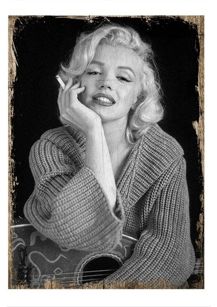 Marilyn Monroe Siyah Beyaz Tasarım Ahşap Tablo 20CM x 30 cm