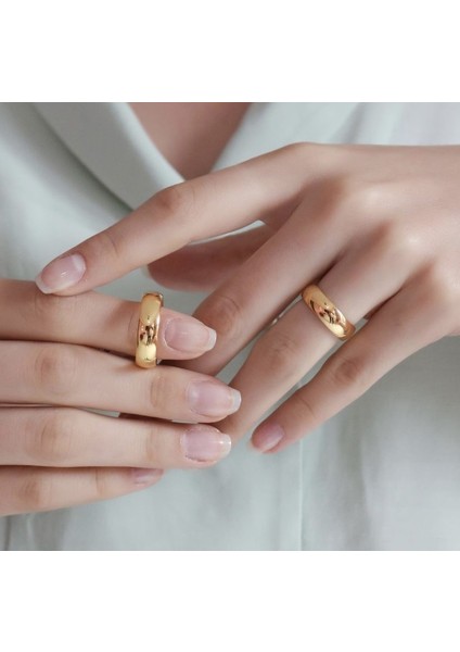 Classic 6mm Gold Kaplama 925 Ayar Gümüş Çift Alyans