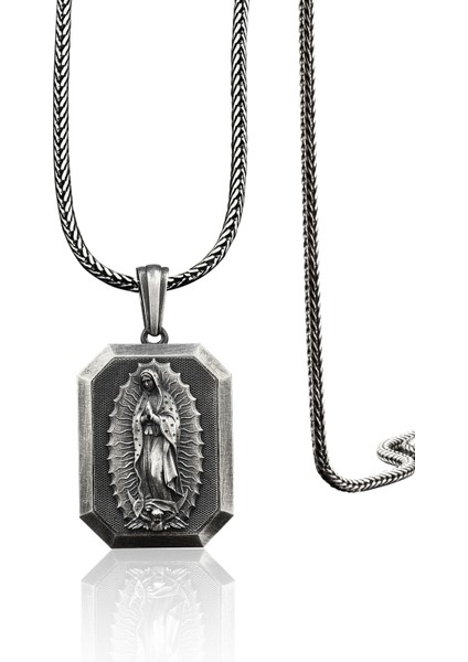 925 Ayar Gümüş Dini Our Lady Of Guadalupe Künye Kolye