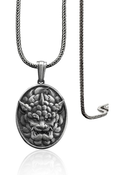 925 Ayar Gümüş Oval Foodog Kolye