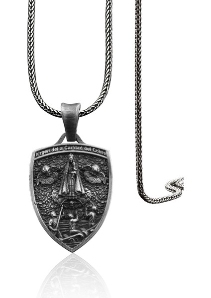 925 Ayar Gümüş Kalkan Virgen De La Caridad Del Cobre Kalkan Kolye