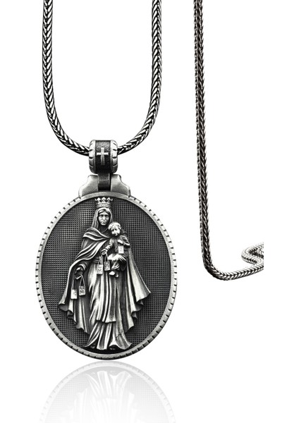 925 Ayar Gümüş Virgen Del Carmen Madalyon Kolye