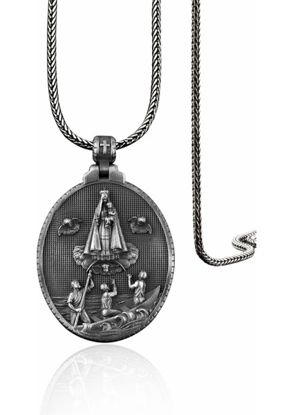 925 Ayar Gümüş Bizim Leydimiz Hayırseverlik Madalyon Kolye