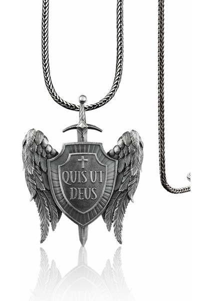 925 Ayar Gümüş Archangel Micheal Kalkanı Kolye