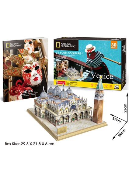 Cubicfun National Geographic San Marco Meydanı 3D Puzzle 107 Parç