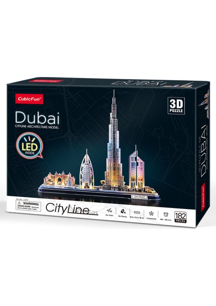 Cubic Fun Cubicfun Dubai 3D Puzzle 182 Parça LED Işıklı