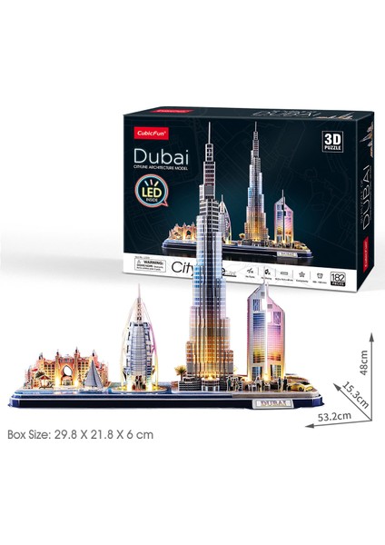 Cubic Fun Cubicfun Dubai 3D Puzzle 182 Parça LED Işıklı