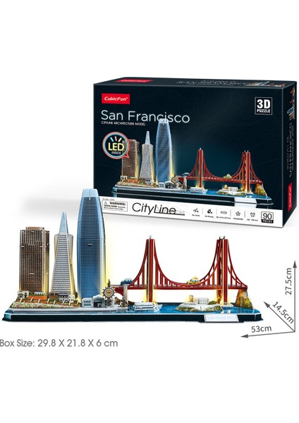 Cubic Fun Cubicfun San Francisco 3D Puzzle 90 Parça LED Işıklı